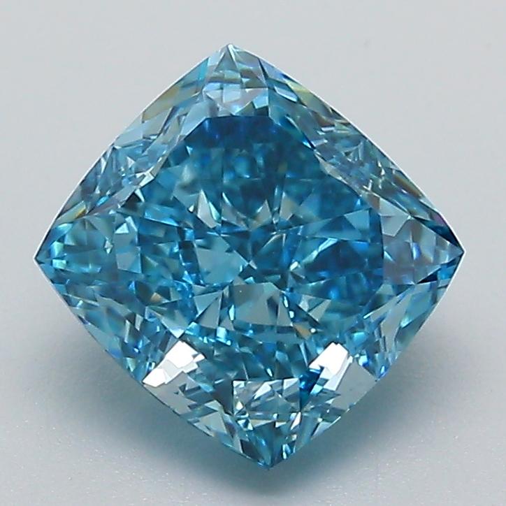 2.13 Ct. Fancy Vivid Blue Cushion Lab Grown Diamond