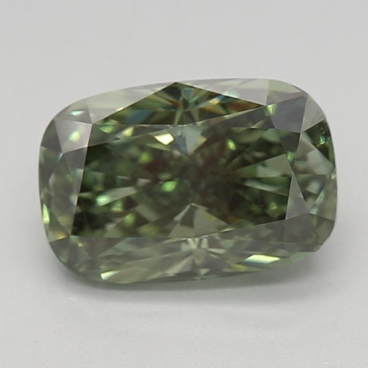 0.88 Ct. Fancy Deep  Green Cushion Lab Grown Diamond
