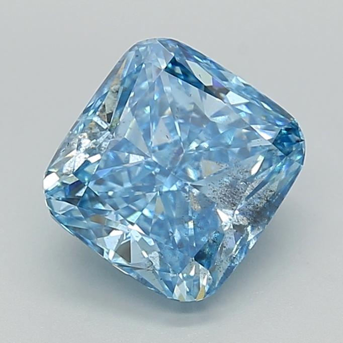 3.02 Ct. Fancy Vivid  Blue Cushion Lab Grown Diamond