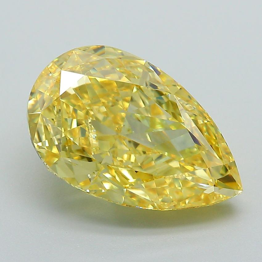 6.39 Ct. Fancy Vivid Yellow Pear Lab Grown Diamond
