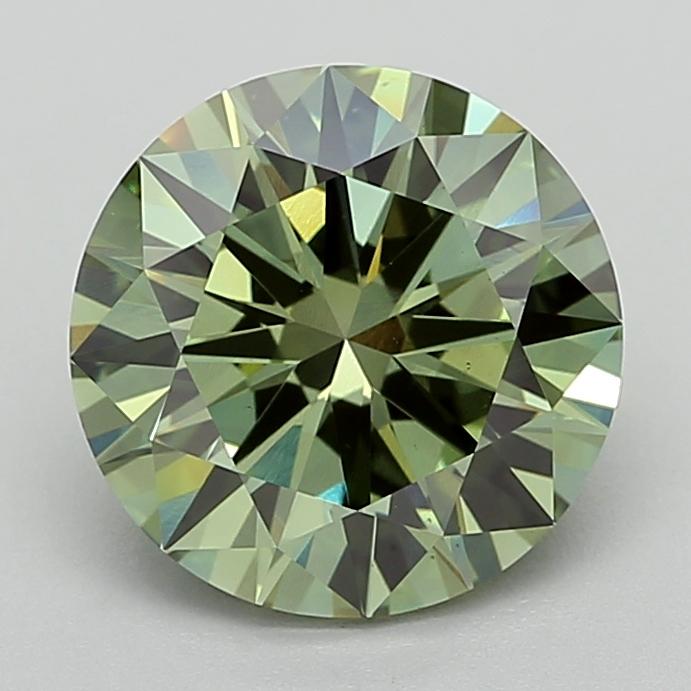4.01 Ct. Fancy Vivid  Green Round Lab Grown Diamond