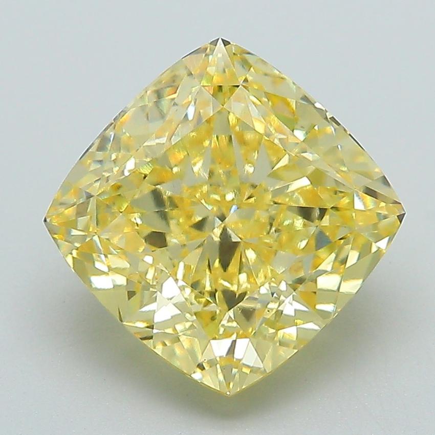 4.11 Ct. Fancy Intense Yellow Cushion Lab Grown Diamond
