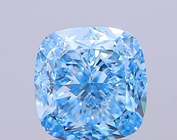 2.16 Ct. Fancy Vivid Blue Cushion Lab Grown Diamond