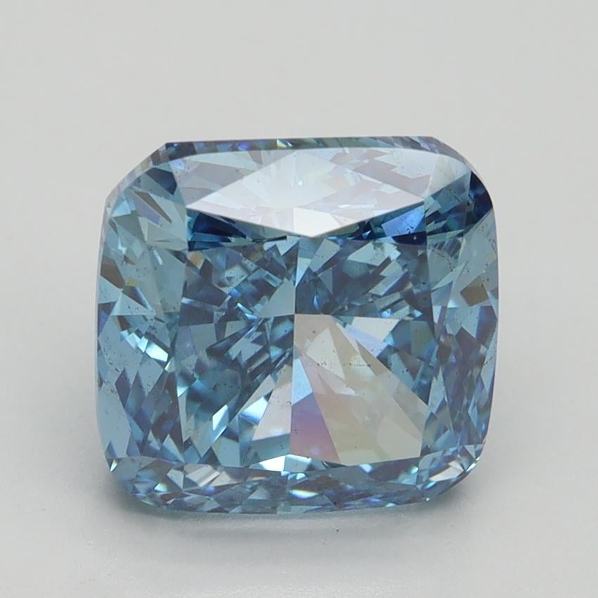 4.04 Ct. Fancy Vivid Malibu Blue Cushion Lab Grown Diamond