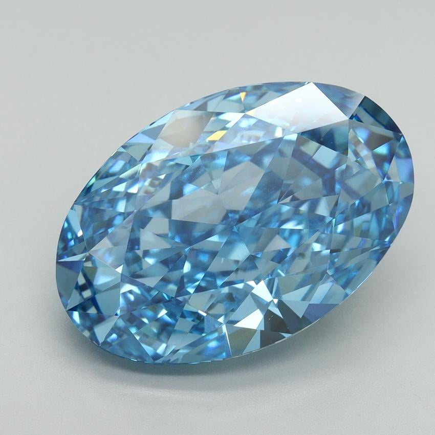 11.59 Ct. Fancy Vivid Malibu Blue Oval Lab Grown Diamond