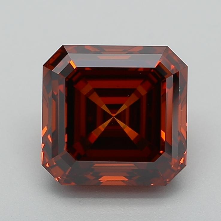 3.97 Ct. Fancy Deep  Orange Asscher Lab Grown Diamond