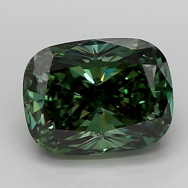 1.96 Ct. Fancy Vivid  Green Cushion Lab Grown Diamond