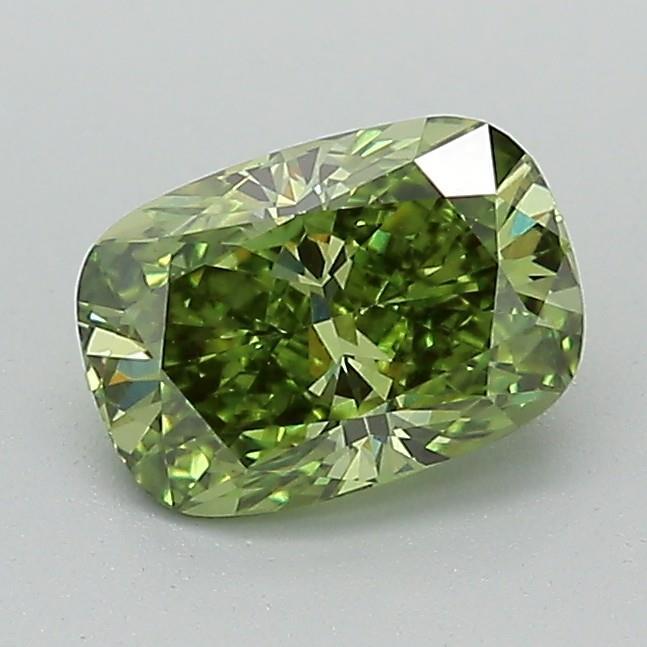 1.04 Ct. Fancy Vivid Green Cushion Lab Grown Diamond
