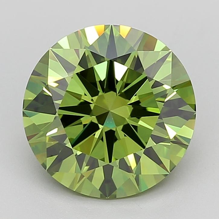 4.00 Ct. Fancy Vivid  Green Round Lab Grown Diamond