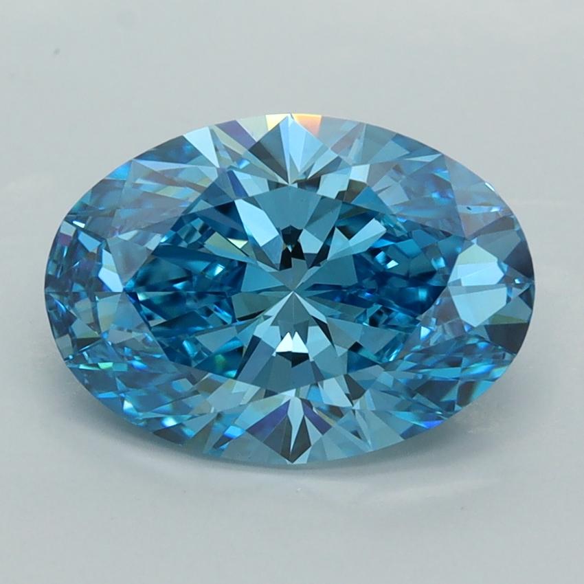 3.04 Ct. Fancy Vivid  Blue Oval Lab Grown Diamond