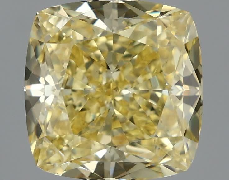 2.58 Ct. Fancy Intense  Yellow Cushion Lab Grown Diamond