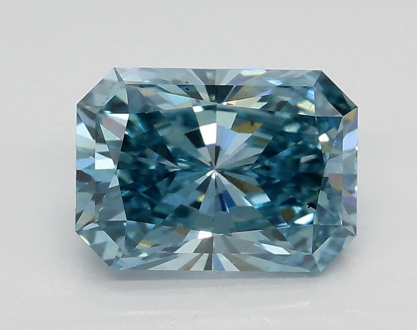 1.70 Ct. Fancy Vivid Greenish Blue Radiant Lab Grown Diamond