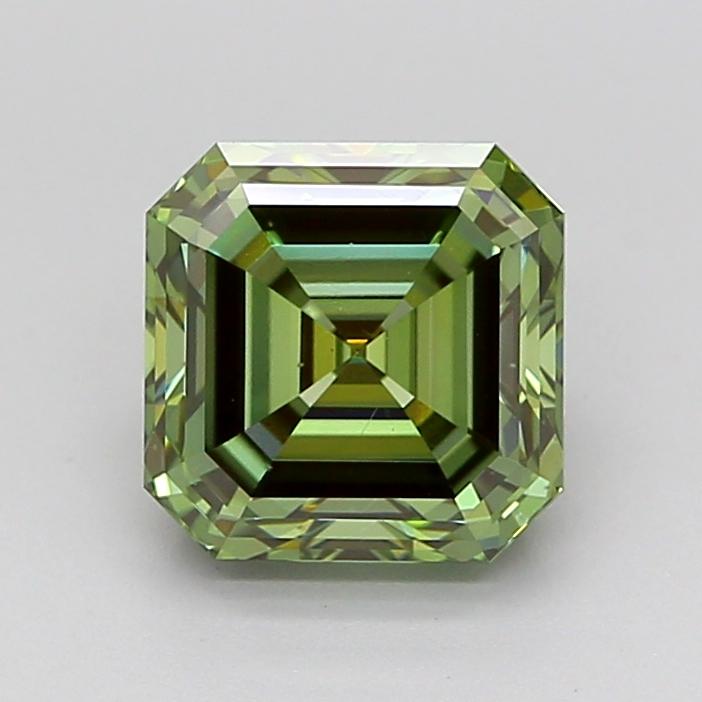 1.92 Ct. Fancy Vivid Green Asscher Lab Grown Diamond