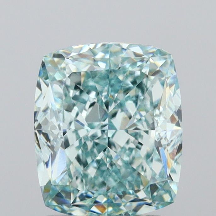 1.76 Ct. Fancy Vivid Green Cushion Lab Grown Diamond