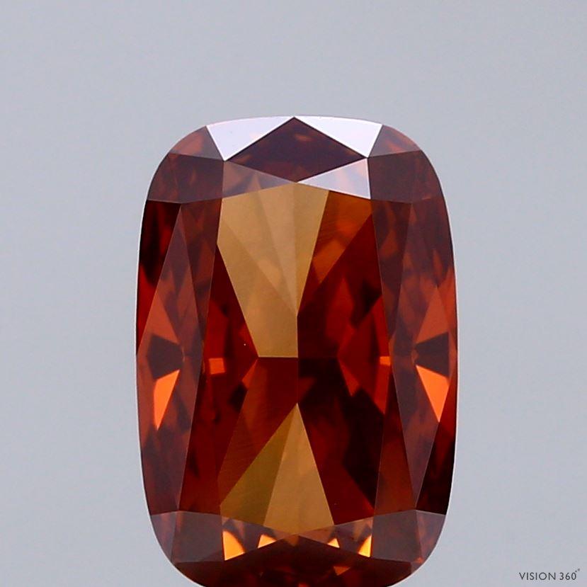 3.10 Ct. Fancy Deep Orange Cushion Lab Grown Diamond