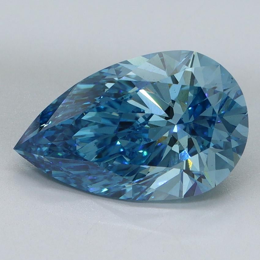 3.65 Ct. Fancy Vivid Malibu Blue Pear Lab Grown Diamond