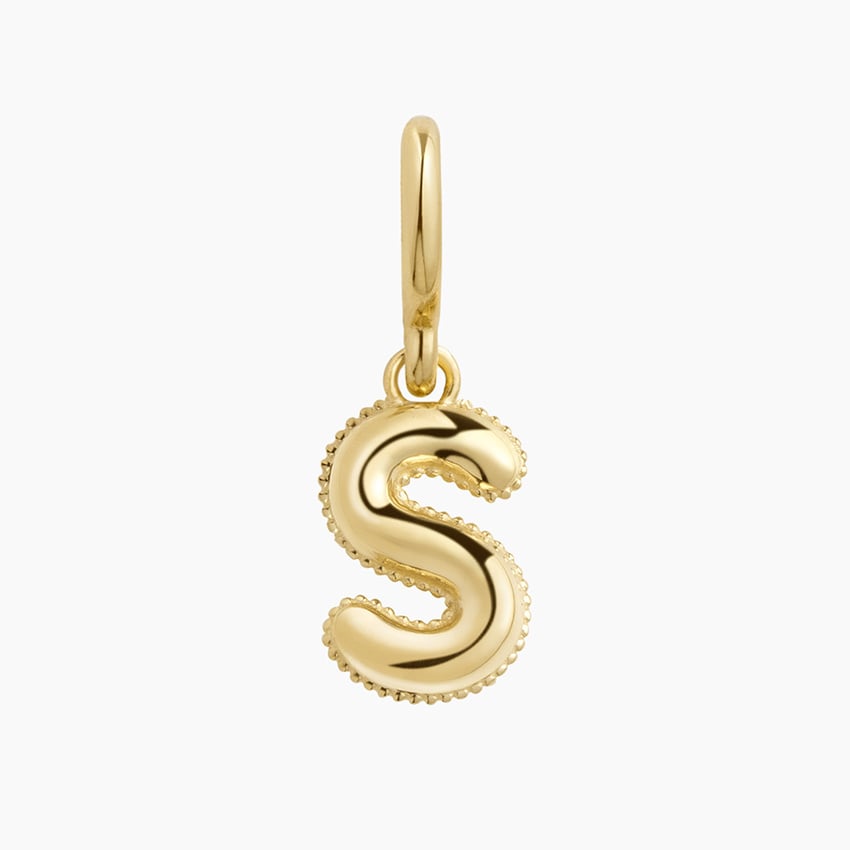 14K Yellow Gold Milgrain Bubble Initial Charm
