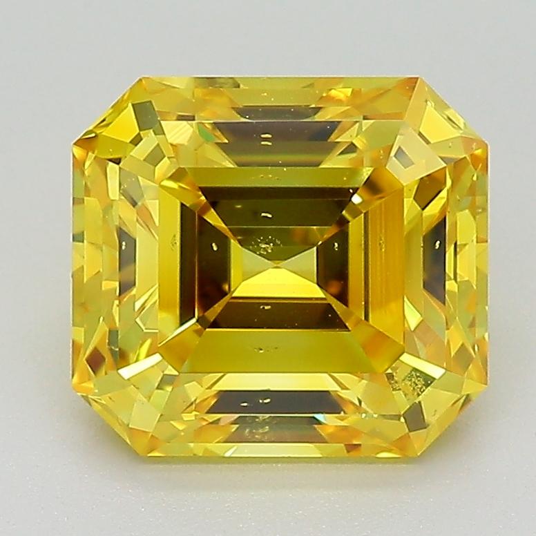 2.81 Ct. Fancy Vivid Yellow Asscher Lab Grown Diamond