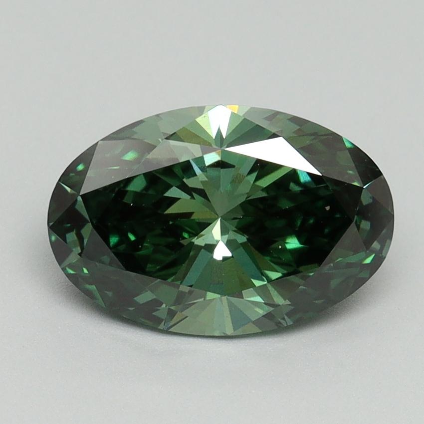 2.10 Ct. Fancy Vivid Green Oval Lab Grown Diamond