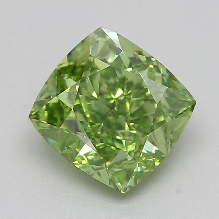1.01 Ct. Fancy Vivid  Green Cushion Lab Grown Diamond