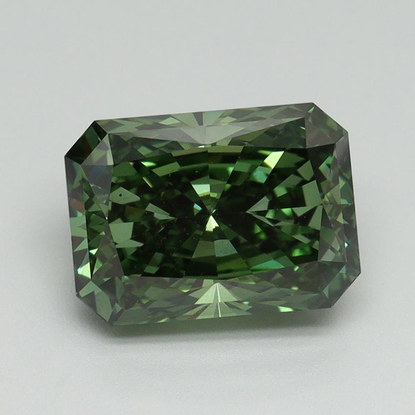 3.03 Ct. Fancy Vivid Pacific Green Radiant Lab Grown Diamond