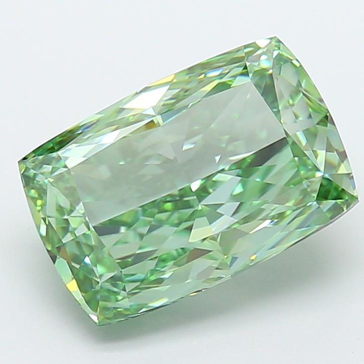 5.56 Ct. Fancy Vivid Green Cushion Lab Grown Diamond