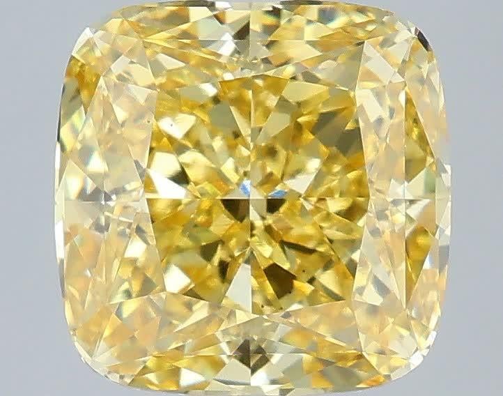 4.02 Ct. Fancy Vivid Yellow Cushion Lab Grown Diamond
