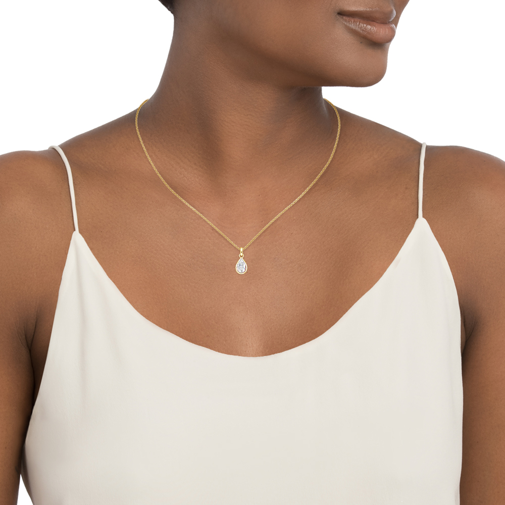 10 Carat Moissanite Teardrop Pendant Platinum-Plated Necklace
