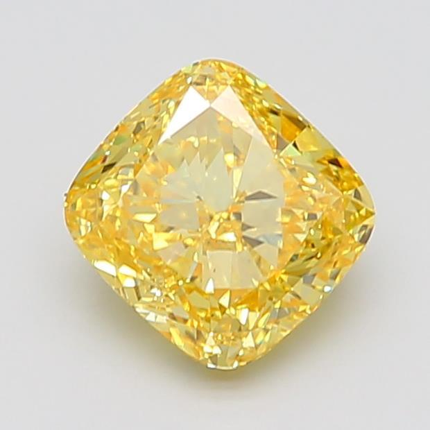 3.65 Ct. Fancy Vivid Yellow Cushion Lab Grown Diamond
