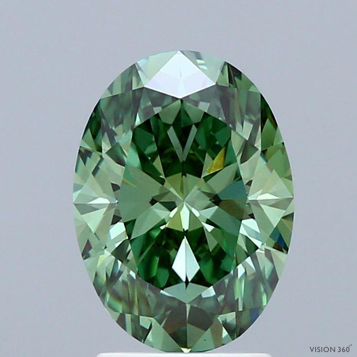 2.00 Ct. Fancy Vivid Green Oval Lab Grown Diamond