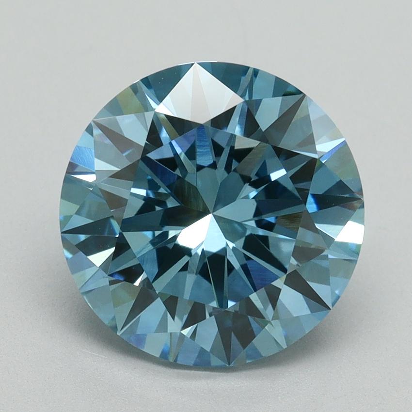 4.06 Ct. Fancy Vivid Blue Round Lab Grown Diamond