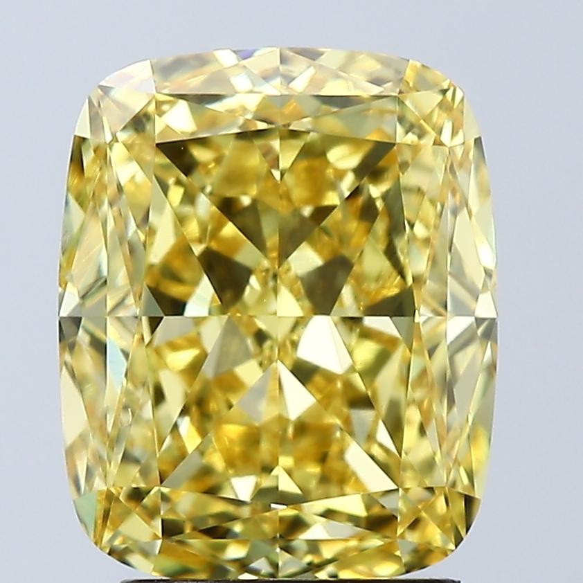 3.01 Ct. Fancy Vivid Yellow Cushion Lab Grown Diamond