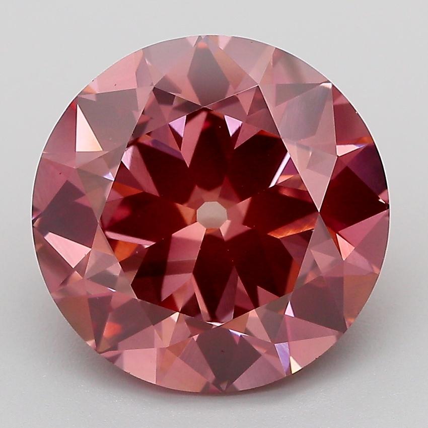 6.16 Ct. Fancy Vivid Brownish Pink Round Lab Grown Diamond