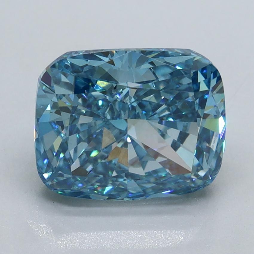 2.69 Ct. Fancy Vivid Blue Cushion Lab Grown Diamond