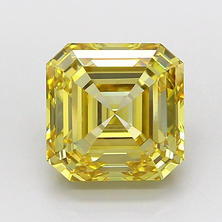 3.20 Ct. Fancy Intense  Yellow Asscher Lab Grown Diamond