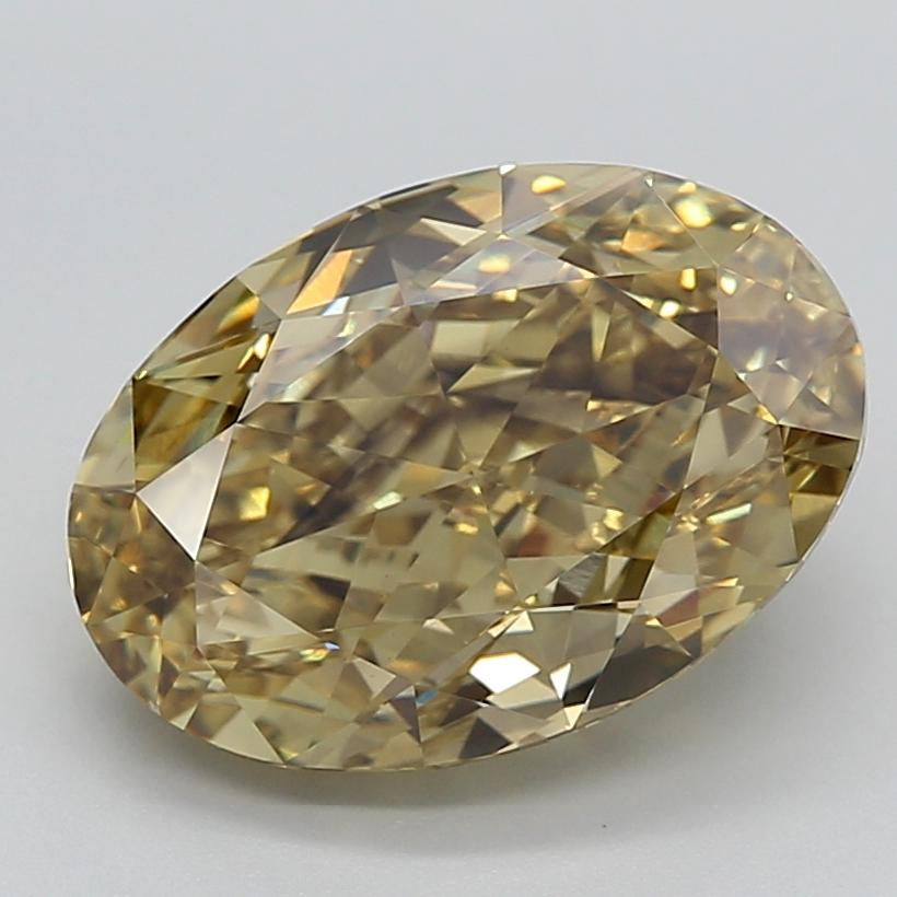 6.64 Ct. Fancy Vivid Greyish Yellow Oval Lab Grown Diamond