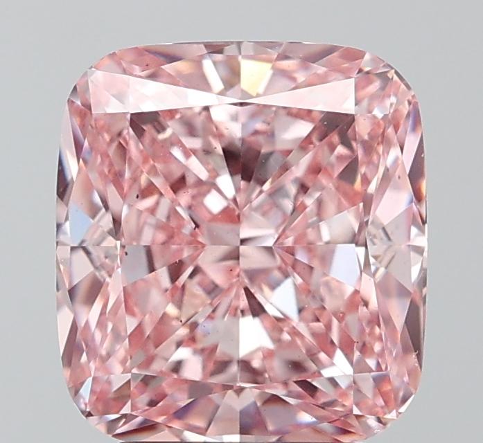 4.06 Ct. Fancy Vivid Pink Cushion Lab Grown Diamond