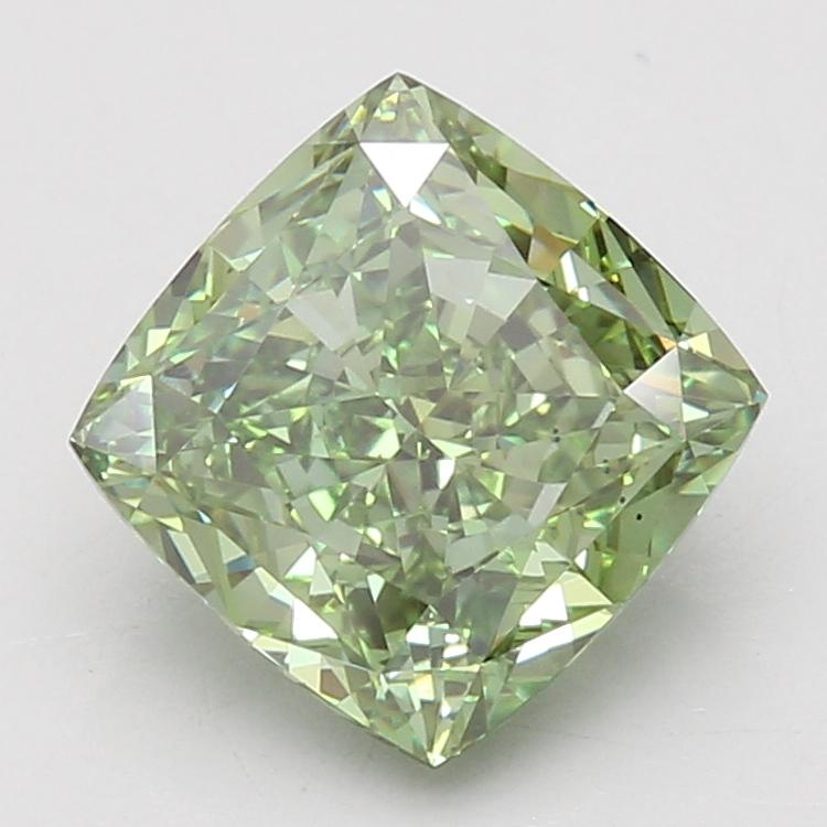 4.01 Ct. Fancy Vivid Green Cushion Lab Grown Diamond