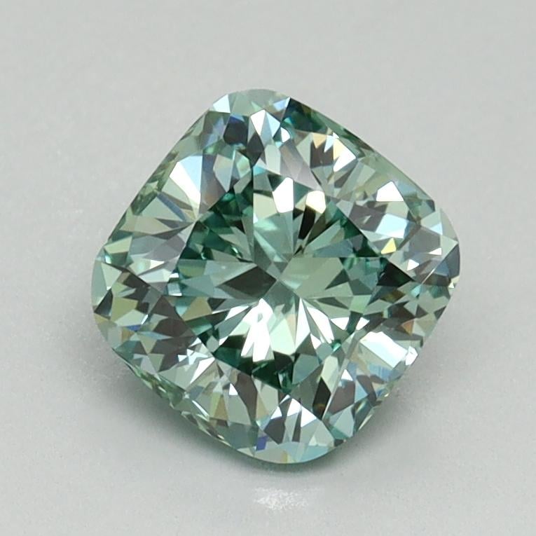 1.15 Ct. Fancy Vivid Green Cushion Lab Grown Diamond