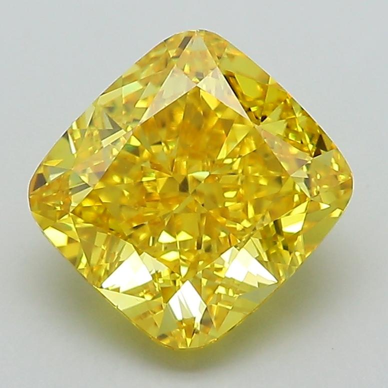 2.70 Ct. Fancy Vivid Yellow Cushion Lab Grown Diamond