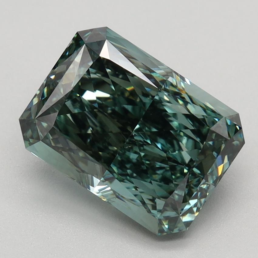 2.42 Ct. Fancy Vivid Bluish Green Radiant Lab Grown Diamond