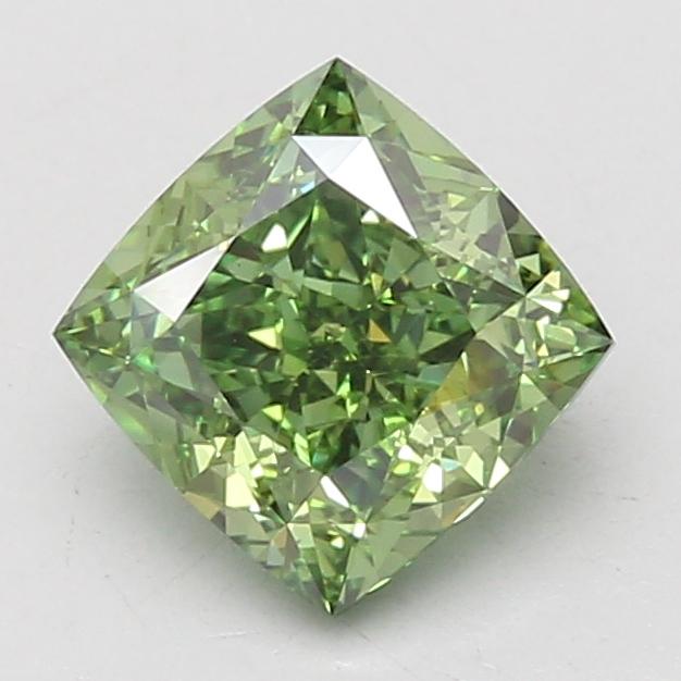 2.09 Ct. Fancy Vivid Green Cushion Lab Grown Diamond