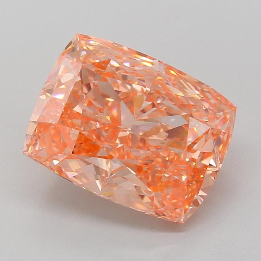 6.03 Ct. Fancy Vivid Orangy Pink Cushion Lab Grown Diamond