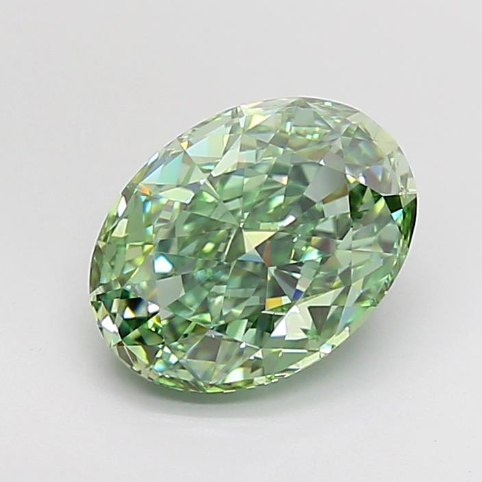 2.96 Ct. Fancy Vivid Green Oval Lab Grown Diamond