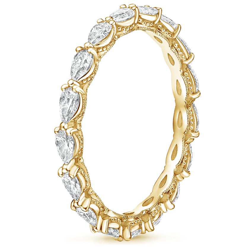 18K Yellow Gold Tacori Sculpted Crescent Eternity Pear Diamond Ring (3/4 ct. tw.), large side view