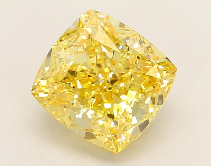 2.49 Ct. Fancy Vivid Yellow Cushion Lab Grown Diamond