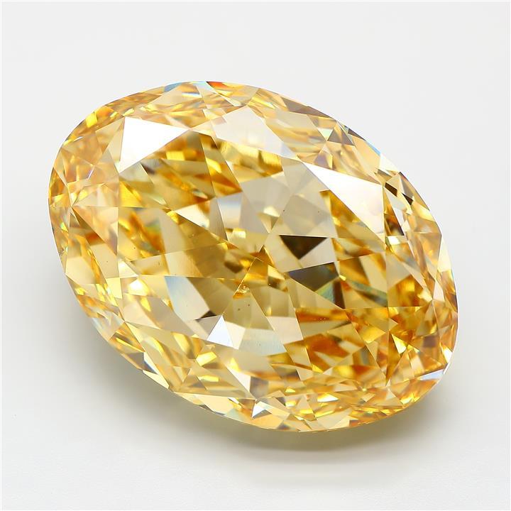 45.18 Ct. Fancy Vivid  Yellow Oval Lab Grown Diamond