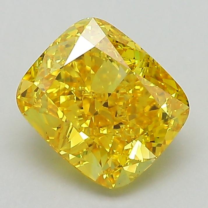 2.01 Ct. Fancy Vivid Yellow Cushion Lab Grown Diamond