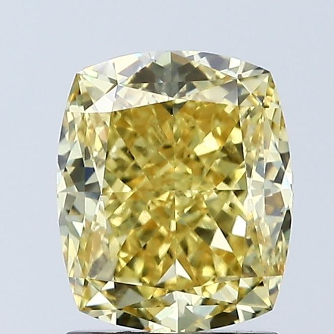 2.05 Ct. Fancy Vivid Yellow Cushion Lab Grown Diamond