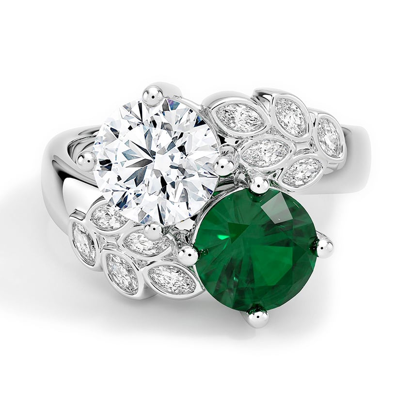 Custom Bypass Lab Emerald and Lab Diamond Ring